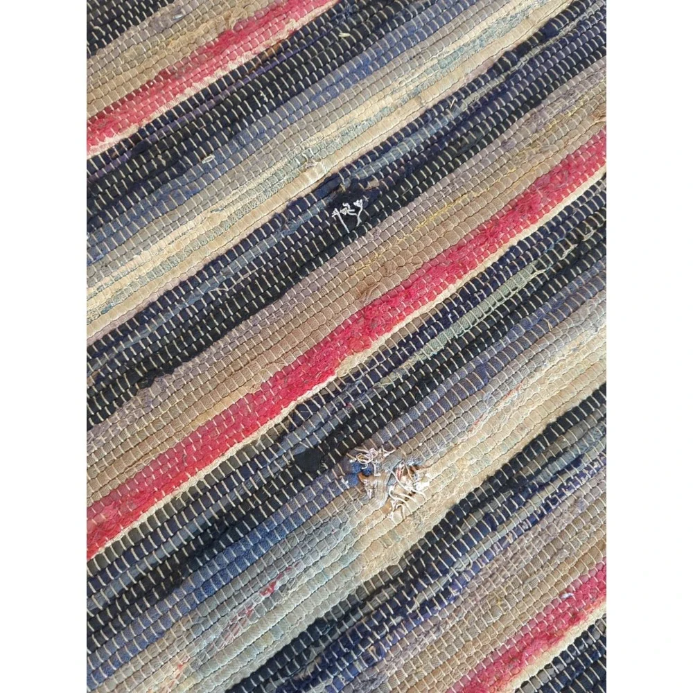 Antique Imported‎ Swedish Hand Made Rag Rug Runner (31.5